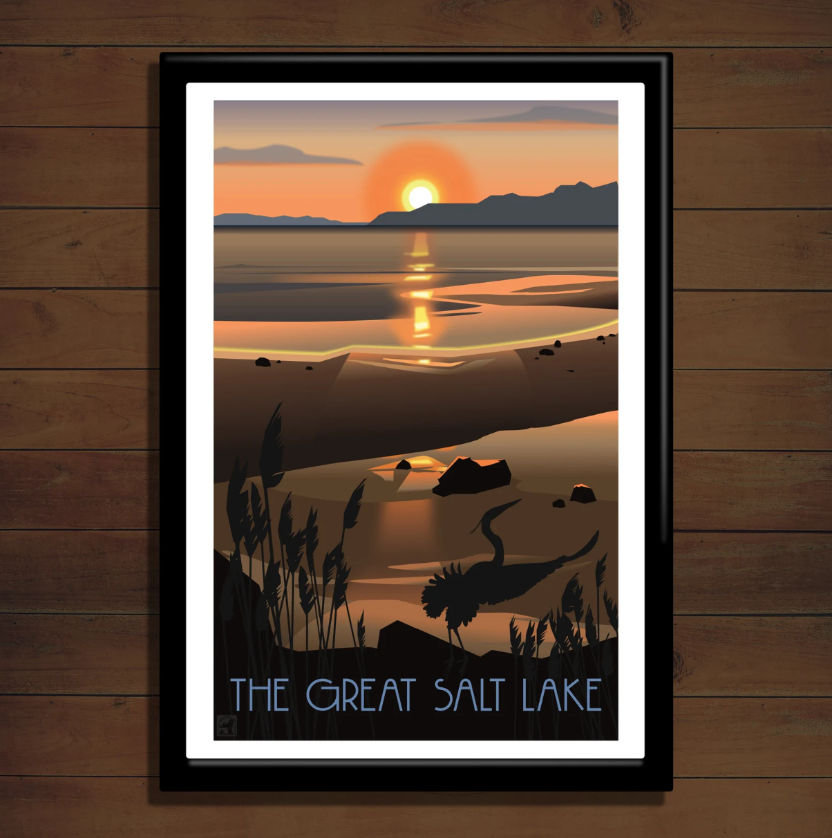 Great Salt Lake Retro Travel Poster, Salt Lake Travel Print, Great Salt Lake Wall Art, Utah Poster, Utah Print, Utah Gift, Utah Art