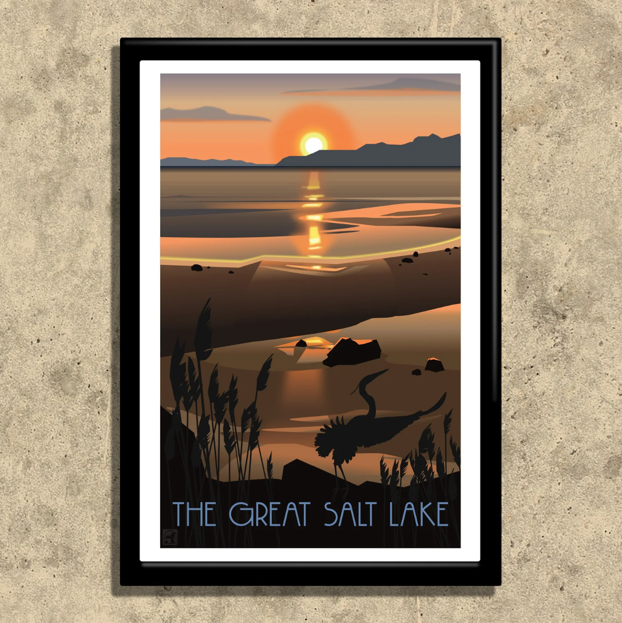 Great Salt Lake Retro Travel Poster, Salt Lake Travel Print, Great Salt Lake Wall Art, Utah Poster, Utah Print, Utah Gift, Utah Art